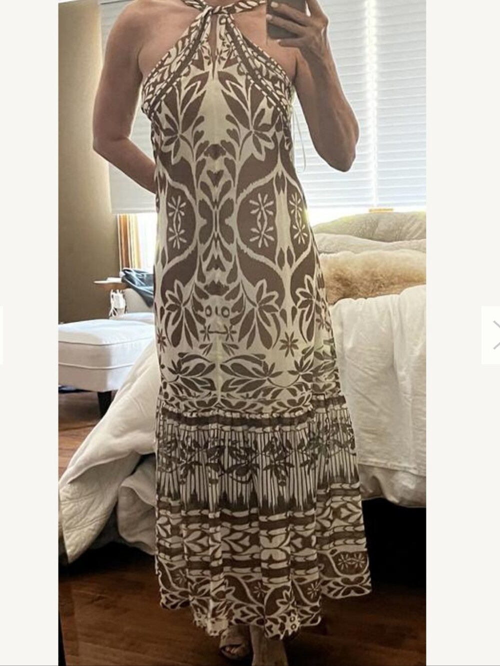 Vineet Bahl Boho Maxi Dress in Brown & White/Beige - Small - Convertible straps - Picture 9 of 11